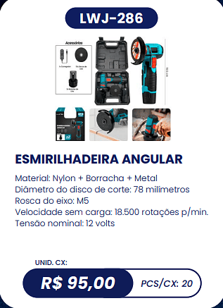 ESMIRILHADEIRA ANGULAR UNID. CX: R$ 95,00 PCS/CX: 20
