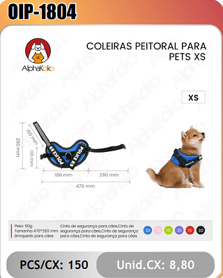 COLEIRAS PEITORAL PARAPETS PCS/CX:150 Unid.CX: 8,80