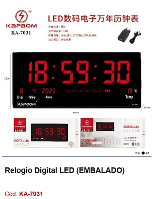 Relogio Digital LED R$90 PCS/Cx:12