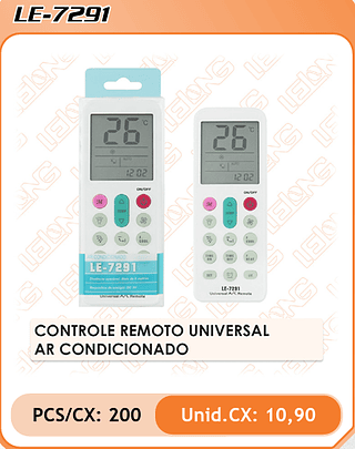 CONTROLE REMOTO UNIVERSAL AR CONDICIONADO 200PÇ=10,9$
