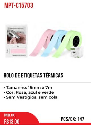 ROLO DE ETIQUETAS TÉRMICAS 147pct=13$