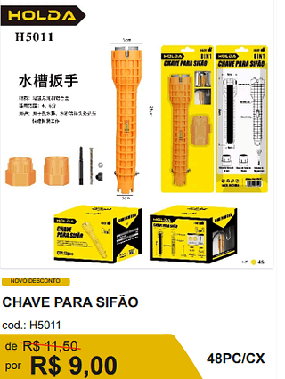 CHAVE PARA SIFAO R$ 9,00-10%=8.10/ 48PC/CX