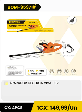 APARADOR DECERCA VIVA 110V CX: 4PCS 1CX: 149,99/Un