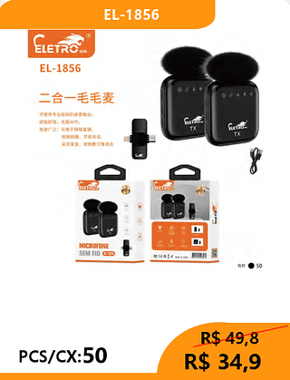 MICROFONE DE LAPELA PCS/CX:50 R$34,9