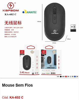 Mouse Sem Fios R$ 9 PCS/CX:200