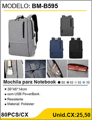 Mochila para Notebook 80PCS/CX Unid.CX:25,50