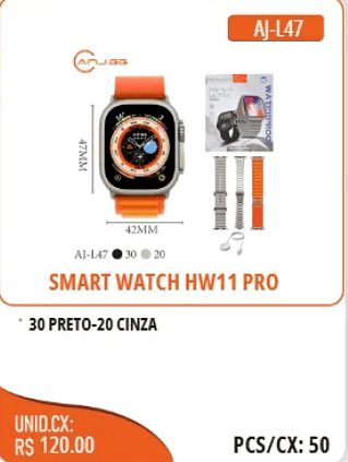 SMART WATCH HW11 PRO UNID.CX:RS 120.00 PCS/CX:50