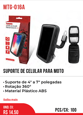 SUPORTE DE CELULAR PARA MOTO 100pç=14,5$