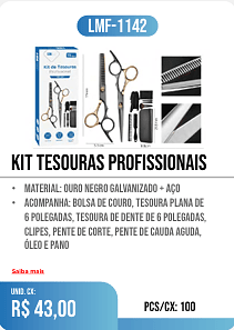 kit tesouras profissionais PCS/CX: 100 UNID. CX: r$ 43,00