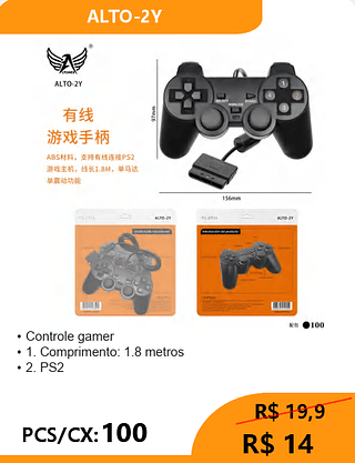 CONTROLE PS2 PCS/CX:100 R$ 14