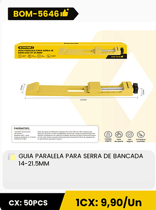 GUIA PARALELA PARA SERRA DE BANCADA 14-21.5MM CX: 50PCS 1CX: 9,90/Un