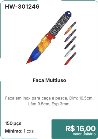 Faca Multiuso 150 pçs R$ 16.00