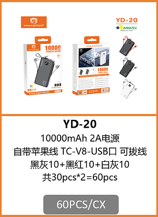 POWER BANK 10000mAh 60PCS/CX R$:39,12
