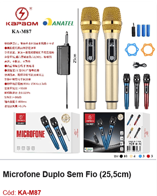 Microfone Duplo Sem Fio (25,5cm) R$ 88,2 PCS/cx:20