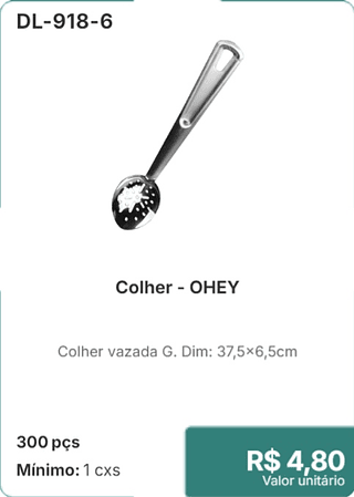 Colher - OHEY 300 pçs R$ 4,80