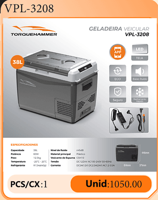 GELADEIRA VEICULAR PCS/CX:1 Unid:1050.00
