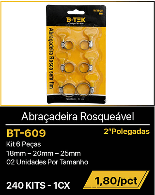 Abraçadeira Rosqueável 240 KITS - 1CX R$1,80