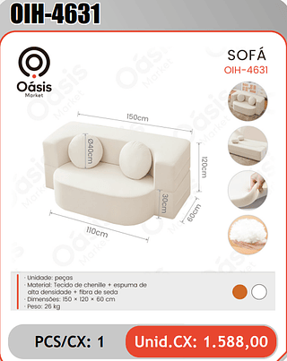 SOFA PCS/CX: 1 Unid.CX: 1.588,00