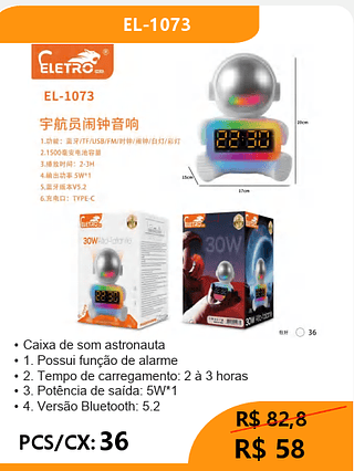 Caixa De Som Astronauta PCS/CX:36 R$58