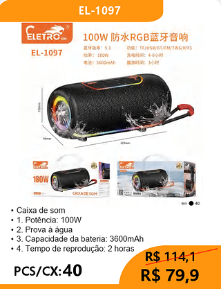 CAIXA DE SOM PCS/CX:40 R$79,9
