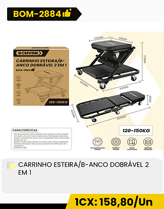 CARRINHO ESTEIRA/B-ANCO DOBRÁVEL 2 EM 1 CX: 1PCS 1CX: 158,80/Un