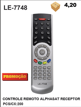 CONTROLE REMOTO ALPHASAT RECEPTOR 200PÇ=4,2$