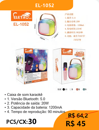 Caixa De Som Karaokê PCS/CX:30 R$45