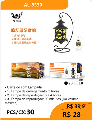 Caixa de som Lâmpada PCS/CX:30 R$28