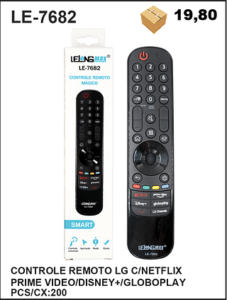 CONTROLE REMOTO LG C/NETFLIX PRIME VIDEO/DISNEY+/GLOBOPLAY 200PÇ=19,8$