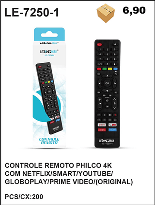CONTROLE REMOTO PHILCO 4K COM NETFLIX/SMART/YOUTUBE/ GLOBOPLAY/PRIME VIDEO/(ORIGINAL) 200PÇ=6,9$