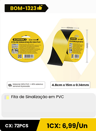 Fita de Sinalizaçao em PVC CX: 72PCS 1CX: 6,99/Un