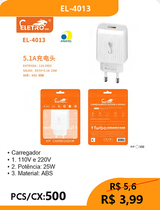 FONTE USB PCS/CX:500 R$3,99