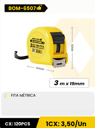 FITA MÉTRICA CX: 120PCS ICX: 3,50/Un