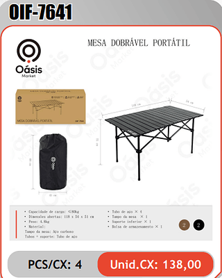 MESA DOBRAVEL PORTATIL PCS/CX: 4 Unid.CX: 138,00