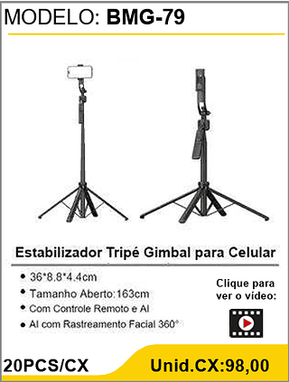 Estabilizador Tripé Gimbal para Celular 20PCS/CX Unid.CX:98,00