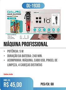 máquina profissional PCS/CX: 60 UNID. CX: r$ 45,00