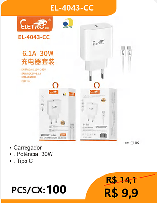 CARREGADOR TPC-TPC PCS/CX:100 R$9,9
