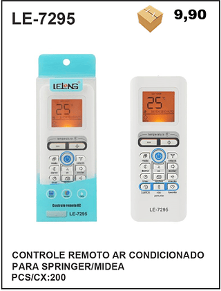 CONTROLE REMOTO AR CONDICIONADO PARA SPRINGER/MIDEA 200PÇ=9,9$