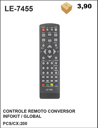 CONTROLE REMOTO CONVERSOR INFOKIT / GLOBAL 200PÇ=3,9$