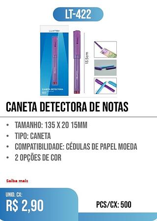 CANETA DETECTORA DE NOTAS 500pç=2,90$