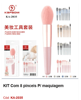 KIT Com 8 pinceis P/ maquiagem R$ 5,4 PCS/CX: 600