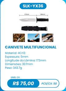 CANIVETE MULTIFUNCIONAL UNID. CX: R$ 75,00 PCS/CX: 50