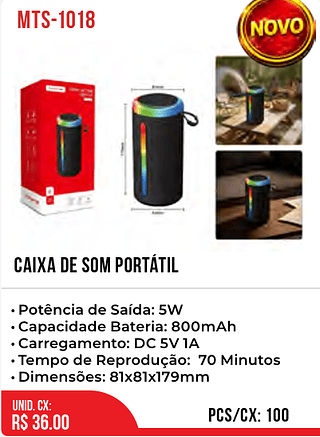 Caixa De Som Portátil 100pç=36$