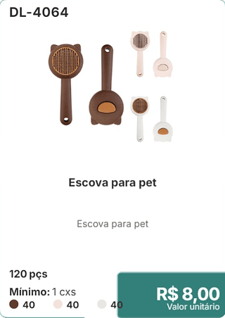 Escova para pet 120 pçs R$ 8.00