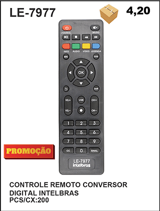 CONTROLE REMOTO CONVERSOR DIGITAL INTELBRAS 200PÇ=4,2$