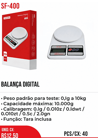 BALANÇA DIGITAL 40pç=12,50$