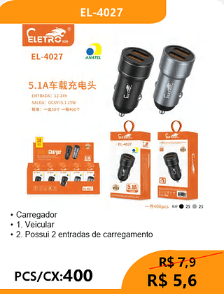 FONTE VEICULAR PCS/CX:400 R$5,6