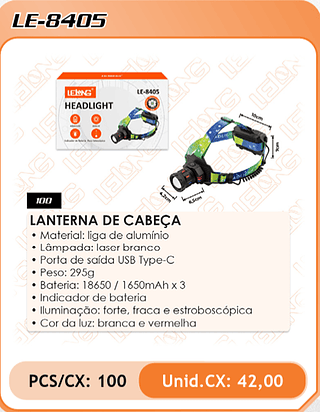 LANTERNA DE CABEÇA 100PÇ=42$