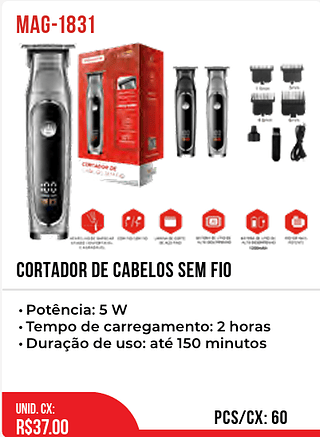 Cortador De Cabelos Sem Fio 60pç=37$