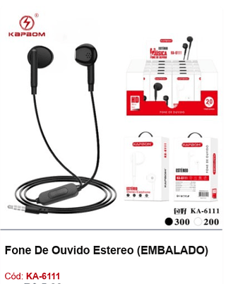 Fone De Ouvido Estereo R$2,79 PCS/cx:500